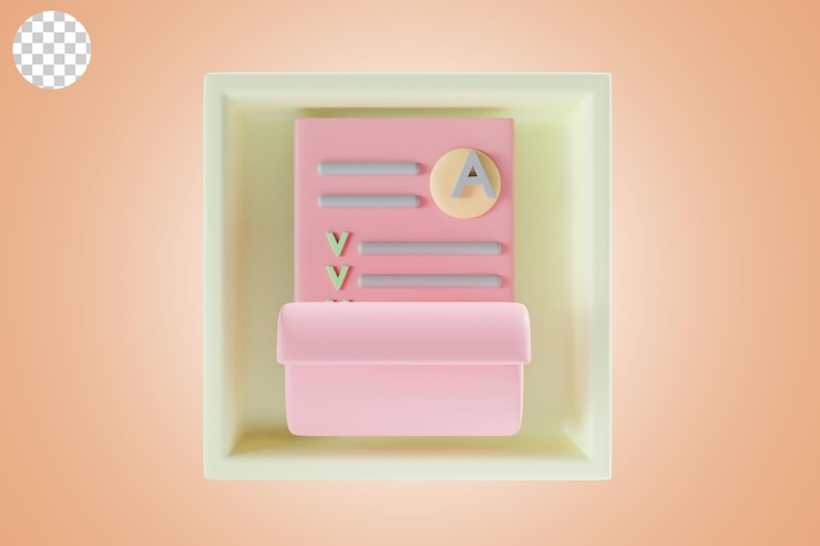 PSD file back to school icon 3d render with rectangle yellow theme