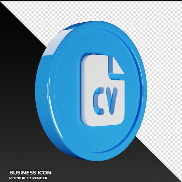 File cv business icon 3d render illustration