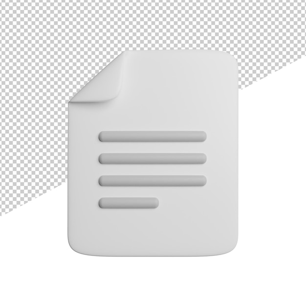 File document archive front view 3d rendering icon illustration on transparent background