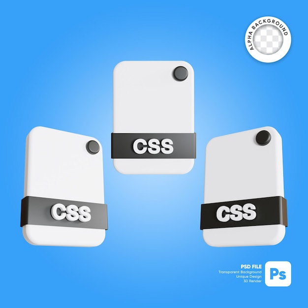 PSD formati file css icona 3d render