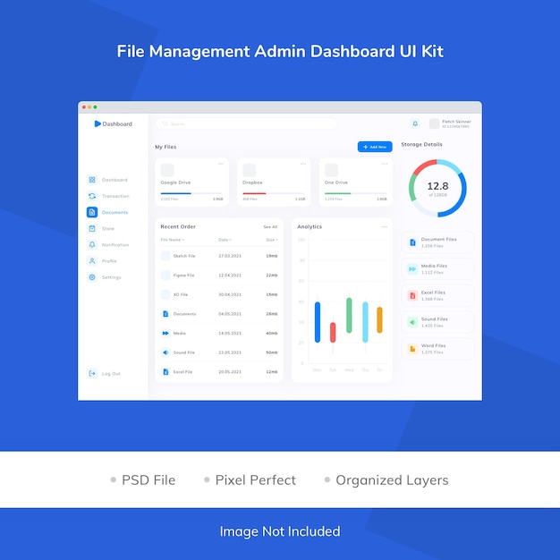 Kit dell'interfaccia utente del dashboard di amministrazione della gestione dei file