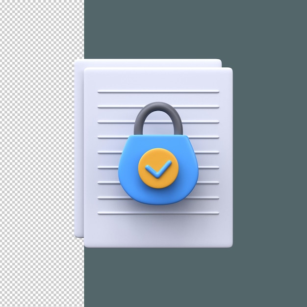 PSD file security 3d icon documents with lock icon