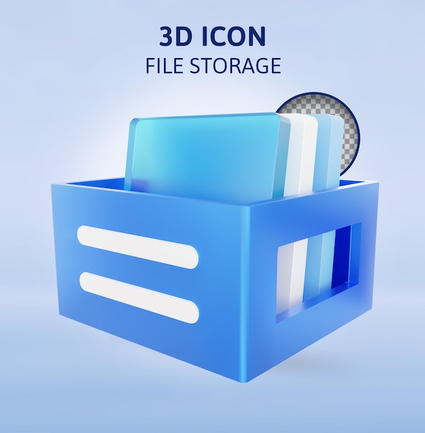 Illustrazione di rendering 3d per l'archiviazione dei file