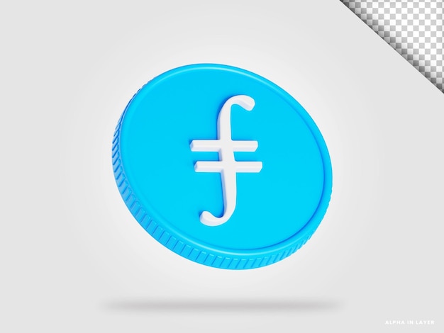 Filecoin fil cryptocurrency coin 3d rendering isolated