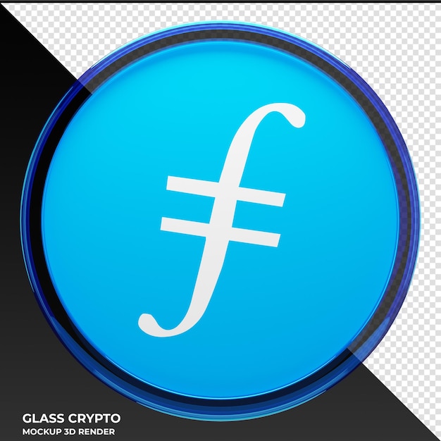 PSD filecoin fil glass crypto coin 3d illustration