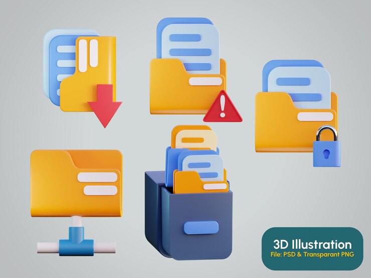 PSD files and folders icon 3d illustration high resolution
