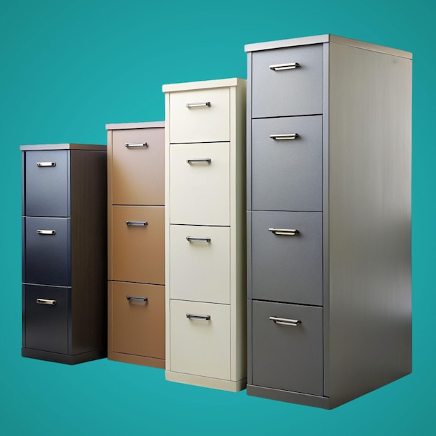 PSD filing cabinet isolated on transparent background