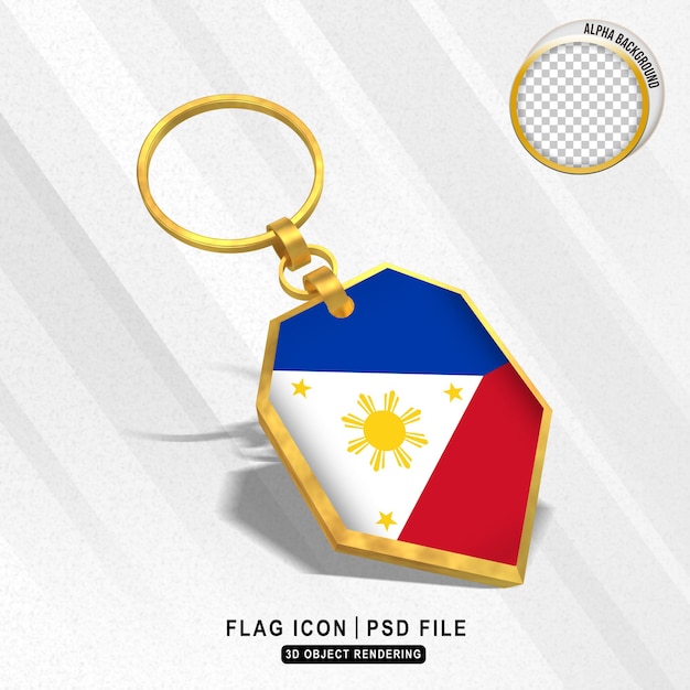 Filippijnse vlag 3d gouden sleutelhanger
