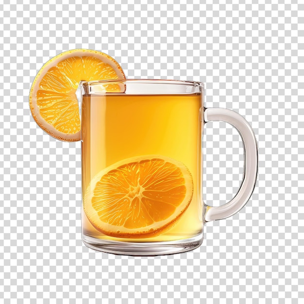 PSD filiżanka herbaty z kawałkami pomarańczy