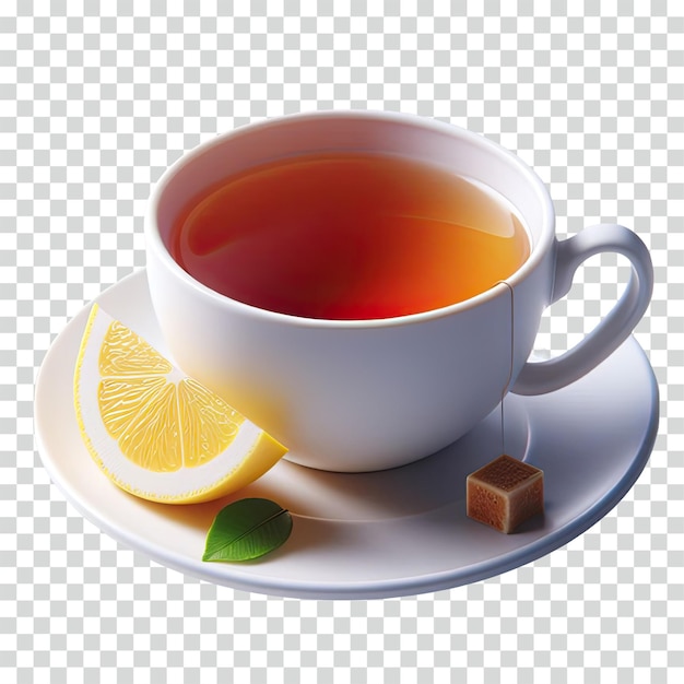 PSD filiżanka herbaty z kawałkiem cytryny na przezroczystym tle