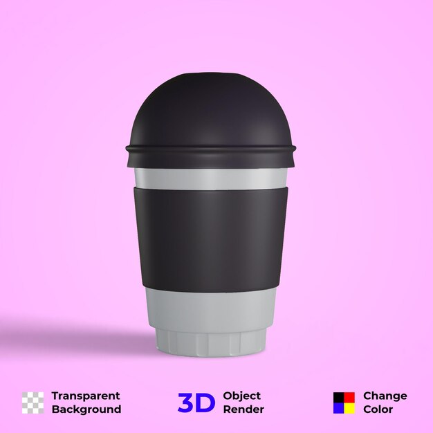 Filiżanka kawy 3D. Projekt opakowania makiety dla marki. Kolor i tło są edytowalne.