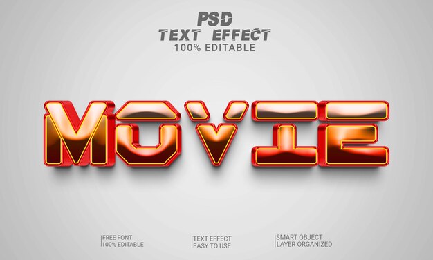 Film 3d bewerkbare teksteffectstijl psd-bestand