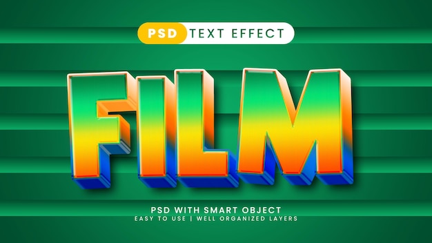 Film bewerkbaar teksteffect met kleurrijke tekststijl