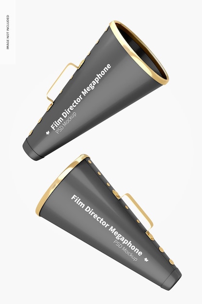 Film director megaphones mockup, floating