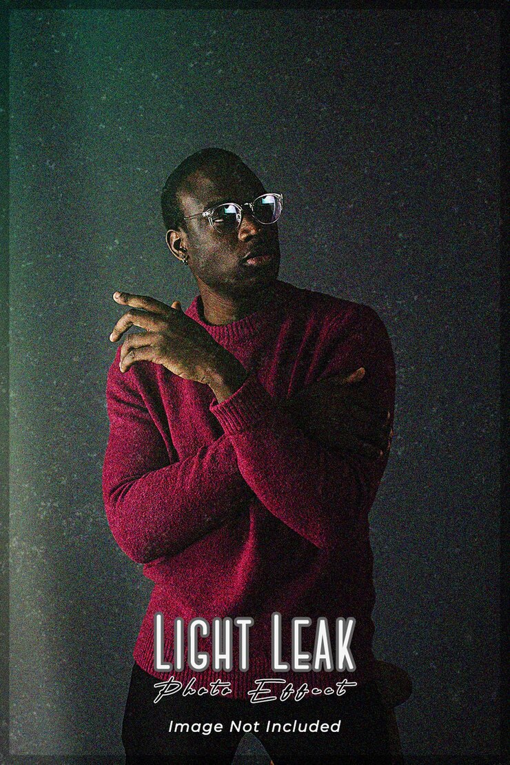 PSD film light leak overlay lens photo effect template