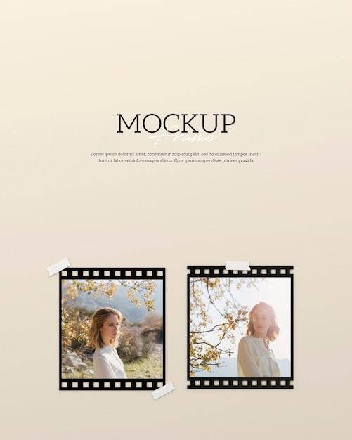 PSD film mock-up design per fotocamera retrò