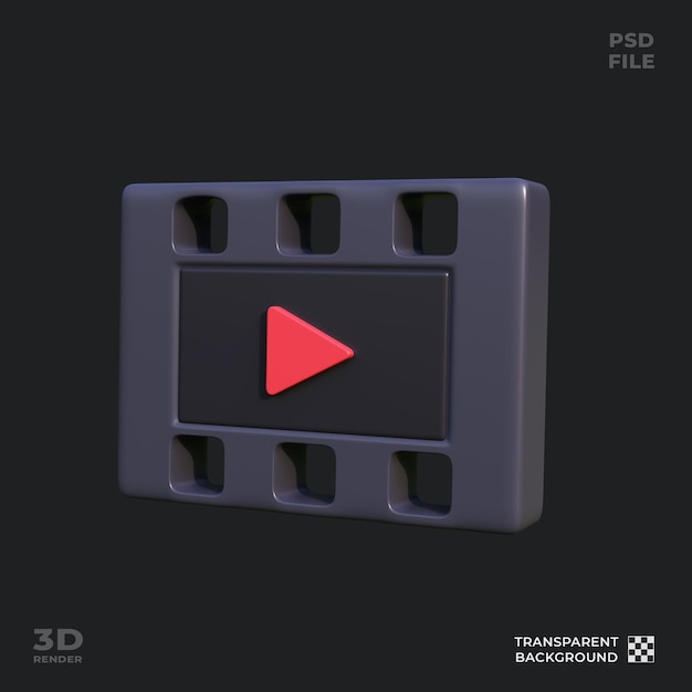 PSD l'illustrazione dell'icona 3d di film reel è perfetta per il design dell'interfaccia utente del tema cinematografico