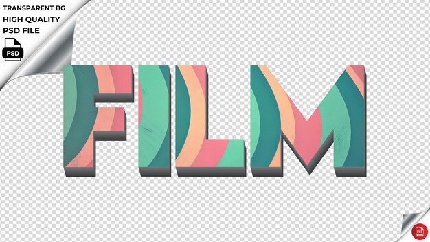 PSD film typografie gradiënt turquoise retro tekst textuur psd transparant