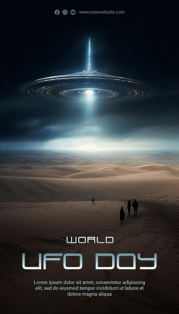 PSD filmische film geschoten wereld ufo dag poster sjabloon