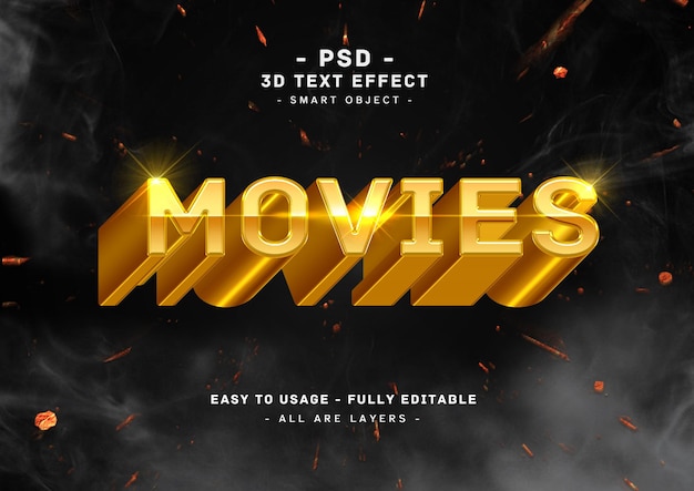 Films teksteffect 3d gouden lange stijl