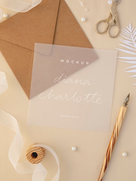 PSD filmy wedding invitation mockup