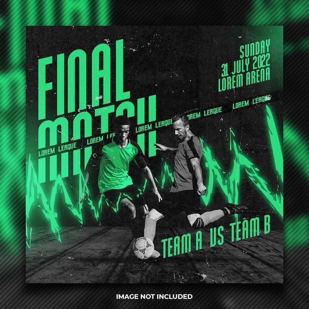 PSD final match football flyer social media post template