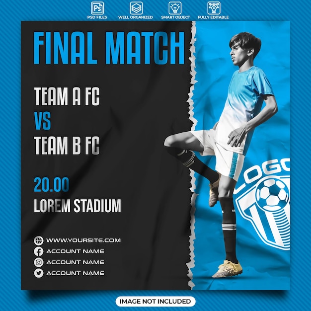 Final match soccer social media instagram post template