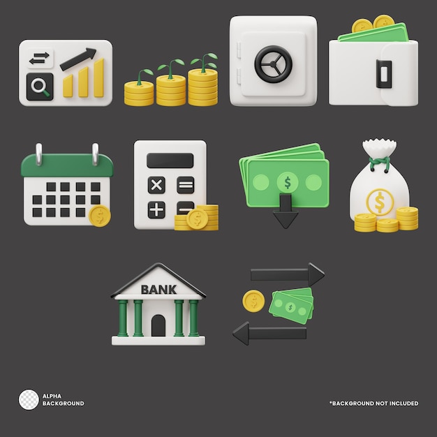 PSD finance 3d icon premium psd set