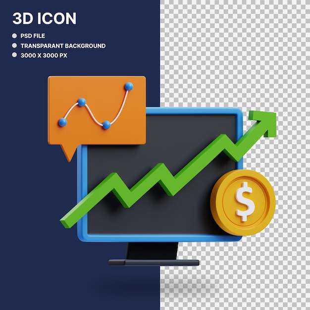 PSD analisi finanziaria 3d illustrazione grafica