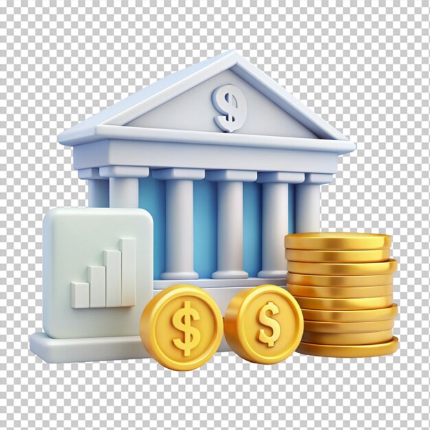 PSD finance banking 3d icons set isolated on transparent background