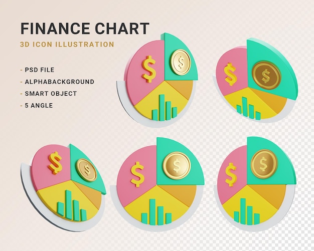 PSD finance graph 3d icon illustration