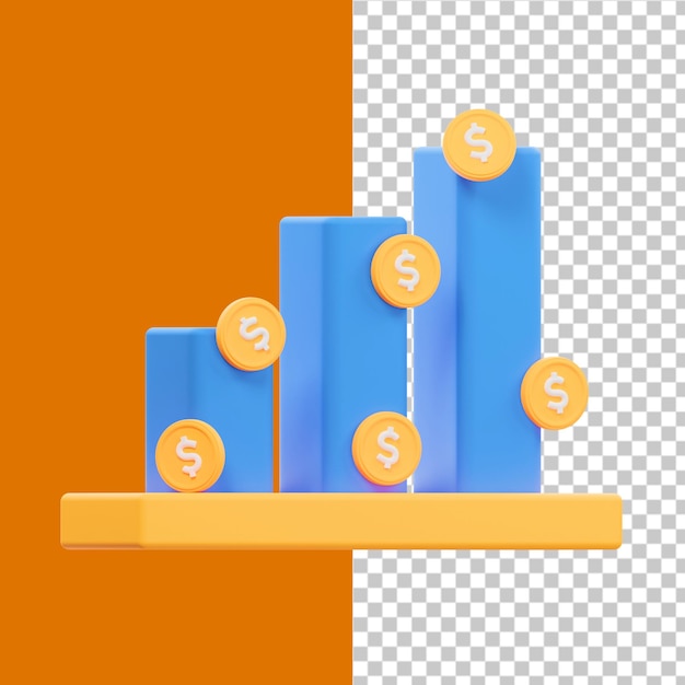 PSD finance growth 3d illustration