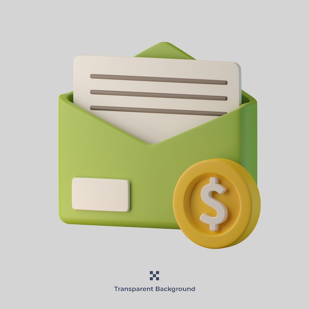 Finance mail 3d icon illustration