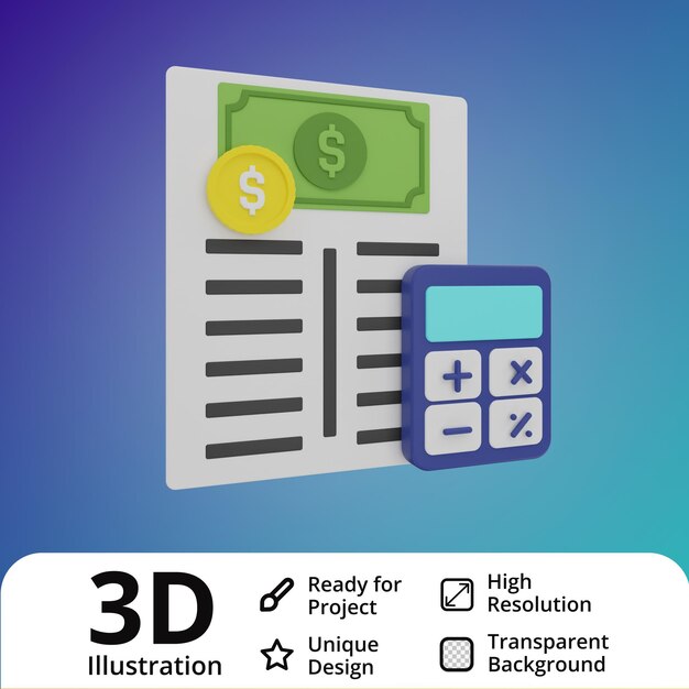 PSD financial 3d illustration