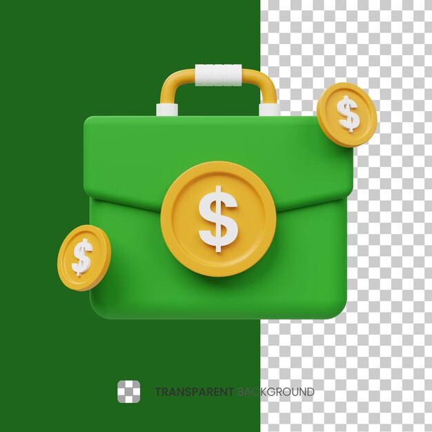PSD financial bag 3d icon illustration