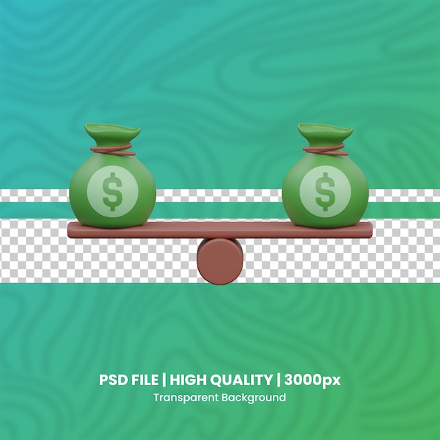 PSD financial balance 3d high quality render transparent background