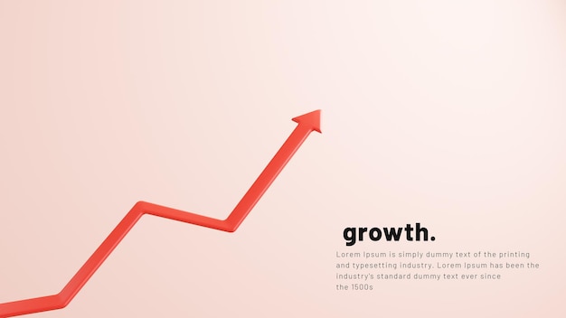 PSD financial growth in business concept with red arrow pointing upwards