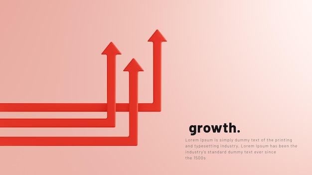 Financial growth in business concept with red arrows pointing upwards