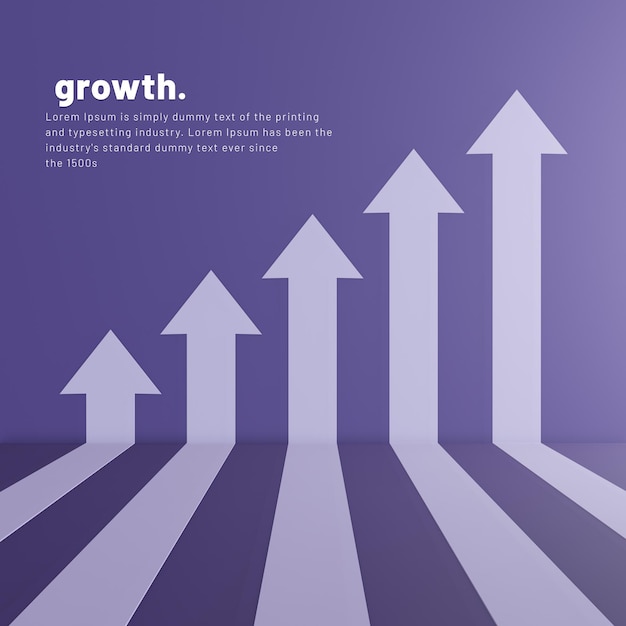 PSD financial growth in business concept with white arrows pointing upwards