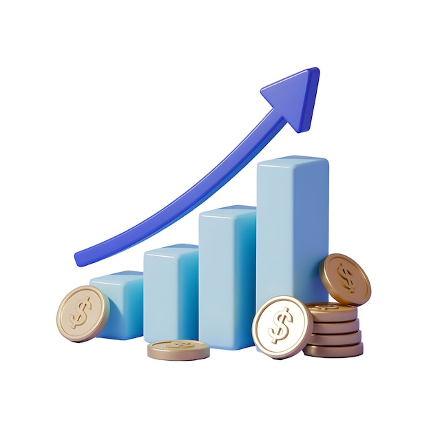 financial growth chart with coins and arrow