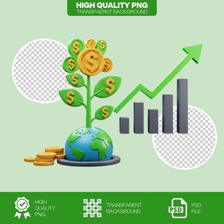 PSD financial growth concept money tree with growing profits