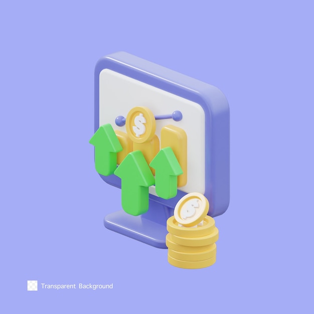 Financial growth icon 3d rendering illustration