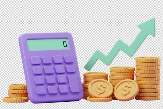 financial growth and investment strategy with calculator and coins symbolizing success