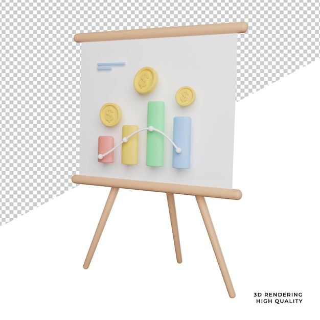 PSD financial growth percentage side view icon 3d rendering illustration with transparent background