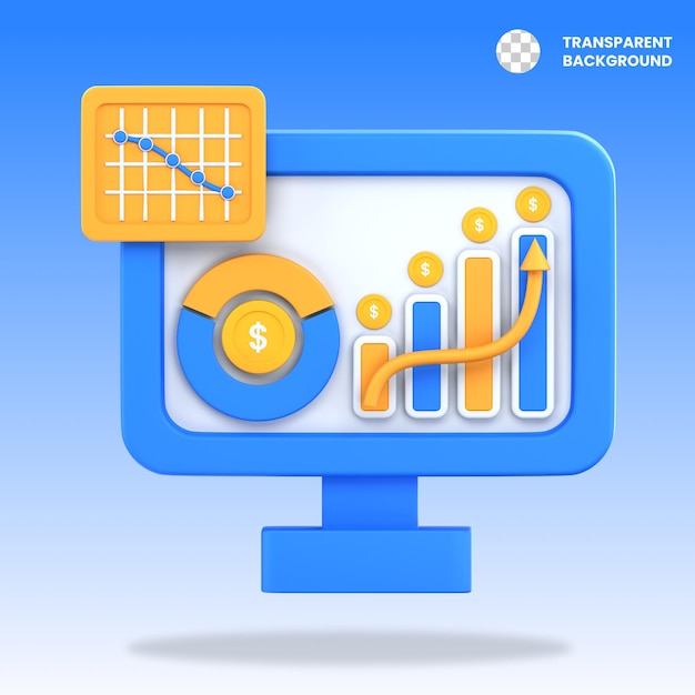 Financial Growth Report 3D Icon Illustration