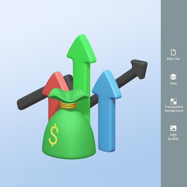 金融収入の成長 3 D レンダリング