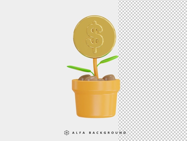 financial investments future income growth concept with dollar coin stacks and plant saving icon