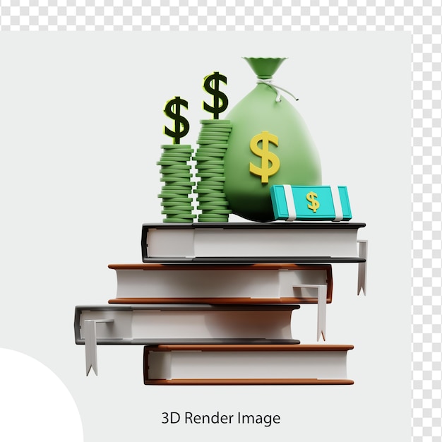 PSD illustrazione 3d del libro di conoscenza finanziaria