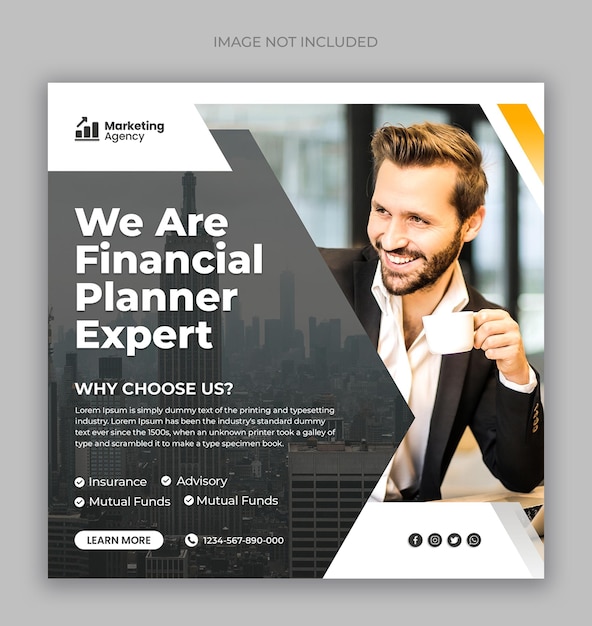 PSD financial planner expert instagram post web banner or social media banner template