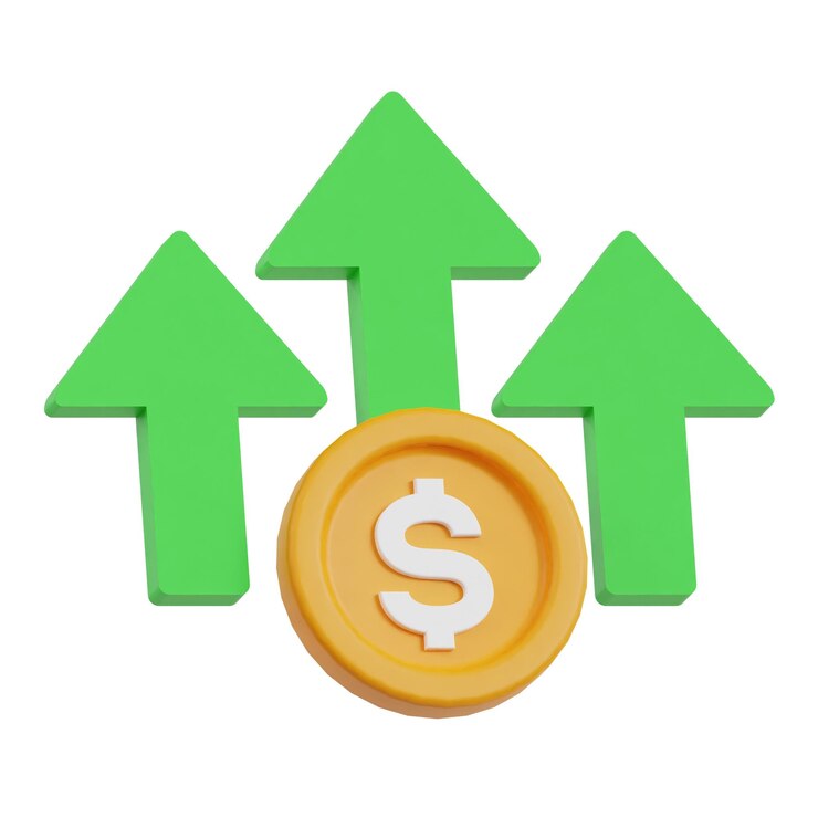PSD financial profit 3d icon isolated on the white background